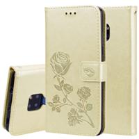 Rose reliëf horizontale Flip PU lederen draagtas voor Huawei mate 20 met houder & kaartsleuven & portemonnee (goud)