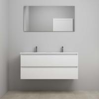 On-Line Badkamermeubelset - 120 cm - Voorgemonteerd - Acryl Wastafel - 2 Kraangaten - Spiegel - Hoogglans Wit
