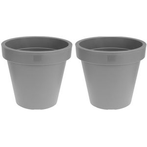 2x Licht grijze plantenpot 25 cm   -