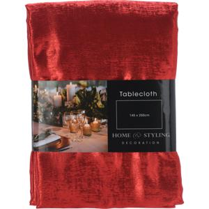 Home & Styling kerst tafellaken/tafelkleed - rood - 145 x 250 cm - rechthoekig