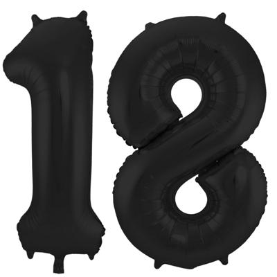 Folat Folie ballonnen - 18 jaar cijfer - zwart - 86 cm - leeftijd feestartikelen - verjaardag Folat Folie ballonnen - 18 jaar cijfer - zwart - 86 cm - leeftijd feestartikelen - verjaardag
