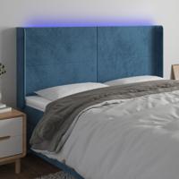 Hoofdbord LED 183x16x118/128 cm fluweel donkerblauw