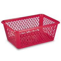 Opbergmand/kastmandje - 6,5 liter - fuchsia roze - kunststof - 20 x 30 x 11 cm