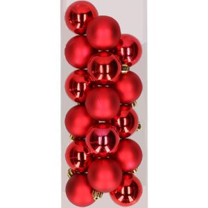 16x stuks kunststof kerstballen rood 4 cm