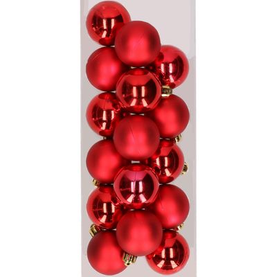 16x stuks kunststof kerstballen rood 4 cm