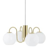 Kroonluchter messing & opaalglas 4 kappen E14 fitting Nordlux 'Franca' 46 cm Kroonluchter messing & opaalglas 4 kappen E14 fitting Nordlux 'Franca' 46 cm