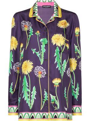 Dolce & Gabbana chemise en soie à imprimé graphique - Violet