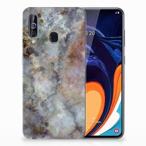 Samsung Galaxy A60 TPU Siliconen Hoesje Marmer Grijs