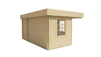 Blokhut - Tuinhuis Helge | 44 mm | vuren bruin geïmpregneerd