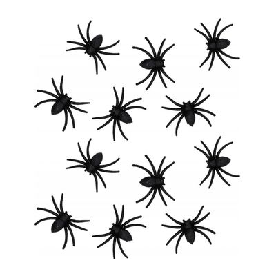 Nep spinnen 8 cm - zwart glitter - 12x stuks - Horror/griezel thema decoratie beestjes