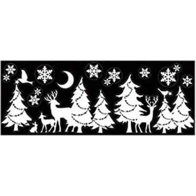 Kerst raamstickers Bomen met maan - vel van 34 x 28 cm - raamdecoratie