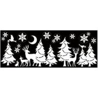 Kerst raamstickers Bomen met maan - vel van 34 x 28 cm - raamdecoratie