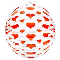 Bol lampion - 2x - rode hartjes - 25 cm - rond - valentijn - bruiloft - huwelijk - versiering Bol lampion - 2x - rode hartjes - 25 cm - rond - valentijn - bruiloft - huwelijk - versiering