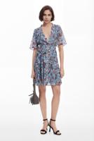 Midijurk met bloemmotieven - BLUE - XS