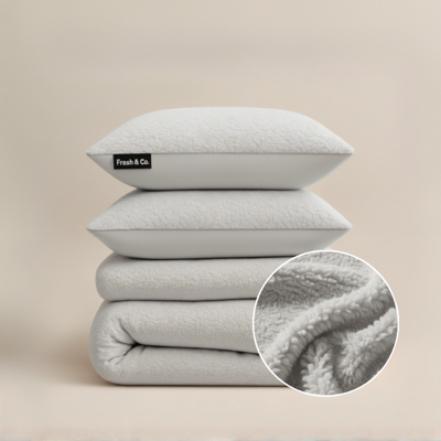 Sale: -30% | Dekbedovertrek Teddy - Lichtgrijs - Tweepersoons (200x200 Cm) - Grijs Microvezel Teddy - Effen - Fresh And Co - Dekbed-Discounter.nl
