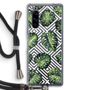 Geometrische jungle: Sony Xperia 5 Transparant Hoesje met koord