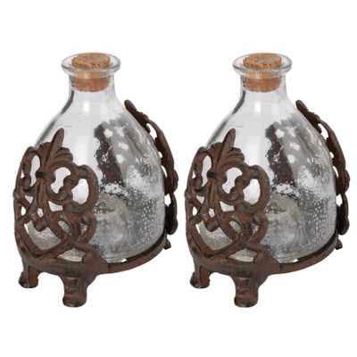 Set van 2x stuks wespenvangers/wespenvallen transparant glas in gietijzeren frame 15 cm