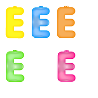 Opblaasbare gekleurde letter E   - - thumbnail