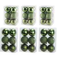 Kerstversiering set kerstballen appelgroen 6 en 8 cm - 54x stuks - thumbnail