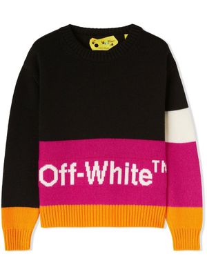 Off-White Kids pull colour block à col rond - Noir