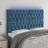 Hoofdbord LED 144x7x118/128 cm fluweel donkerblauw