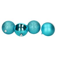 Atmosphera Kerstballen - 5ST - turquoise - glans en mat - 5 cm - kunststof   -