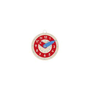 Goki Klok leren kijken hout 10 cm rood/wit