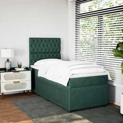 Boxspring met matras fluweel donkergroen 80x200 cm