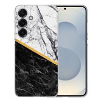 TPU Hoesje Samsung Galaxy S25 - Marble White Black Backcover TPU Hoesje Samsung Galaxy S25 - Marble White Black Backcover