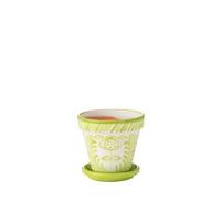 J-Line Flowerpot+Plate Granada Handmade+Painted Ceramic Green Mediu - thumbnail