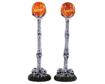 Lighted lantern bone post, set of 2, b/o (4.5 - Lemax