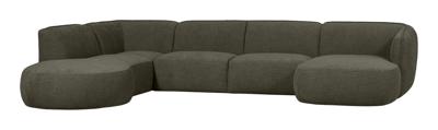 WOOOD Lounge U-Bank 'Polly' Links, Woven, kleur Warmgroen WOOOD Lounge U-Bank 'Polly' Links, Woven, kleur Warmgroen