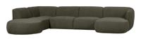 WOOOD Lounge U-Bank 'Polly' Links, Woven, kleur Warmgroen WOOOD Lounge U-Bank 'Polly' Links, Woven, kleur Warmgroen