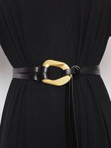 Fashionable Metal Buckle Split Leather Adjustable Double Belt