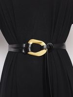 Fashionable Metal Buckle Split Leather Adjustable Double Belt