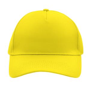 Baseball pet/cap 5 panels - geel - volwassenen - Voordelige caps - katoen