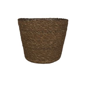 Plantenpot/bloempot van jute/zeegras diameter 18 cm en hoogte 16 cm camel bruin