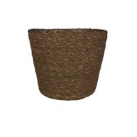 Plantenpot/bloempot van jute/zeegras diameter 18 cm en hoogte 16 cm camel bruin - thumbnail