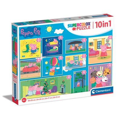 Clementoni Peppa Pig 10-in-1 puzzelset - 18 + 30 + 48 + 60 stukjes