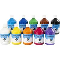 Creativ Company Tempera verf mat, diverse kleuren, 10x500 ml/ 1 doos Creativ Company Tempera verf mat, diverse kleuren, 10x500 ml/ 1 doos