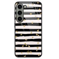 Samsung Galaxy S23 glazen hardcase - Hart streepjes
