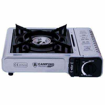 B-Camping kookpit/kookstel - incl. draagtas - zilver - voor butaangasfles - 1 pits