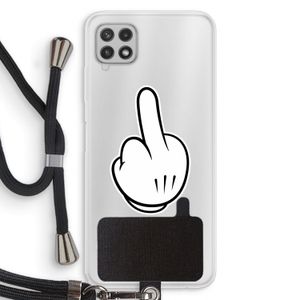 Middle finger black: Samsung Galaxy A22 4G Transparant Hoesje met koord