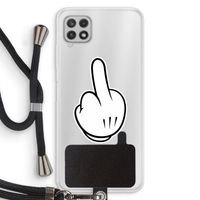 Middle finger black: Samsung Galaxy A22 4G Transparant Hoesje met koord