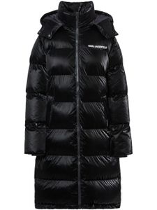 Karl Lagerfeld manteau matelassé à logo brodé - Noir