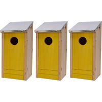 3x Houten vogelhuisjes/nestkastjes gele voorzijde 26 cm