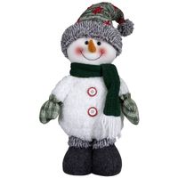 Pluche decoratie sneeuwpop - 40 cm - pop - met sterretjes muts   -