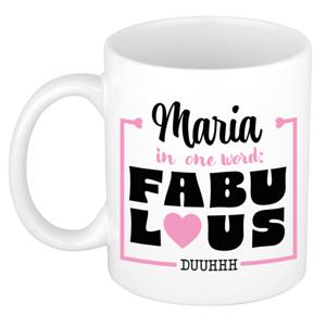 Naam mok Maria - wit - Fabulous - keramiek - 300 ml - cadeau collega beker