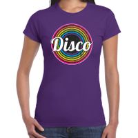 Bellatio Decorations Disco t-shirt dames - disco - paars - jaren 80/80's - carnaval/foute party 2XL  - - thumbnail