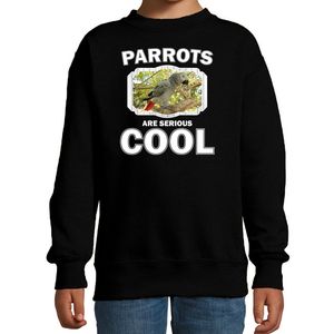 Sweater parrots are serious cool zwart kinderen - papegaaien/ grijze roodstaart papegaai trui